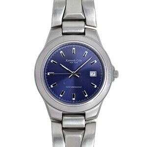 Kenneth Cole Blue Mens Solid Stainless Steel Silver 100m Quartz Watch KC3186
